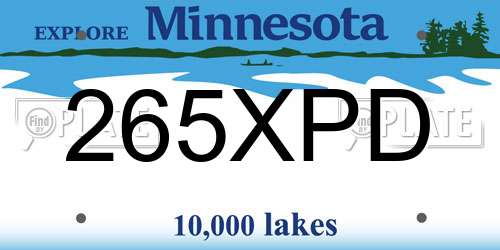 265XPD Minnesota License Plate