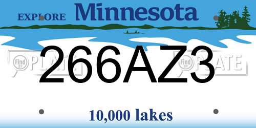 266AZ3 Minnesota License Plate