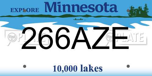 266AZE Minnesota License Plate