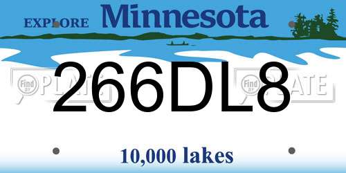266DL8 Minnesota License Plate