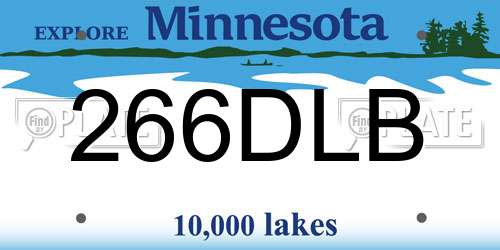 266DLB Minnesota License Plate