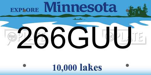 266GUU Minnesota License Plate