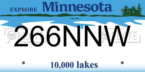 266NNW Minnesota License Plate