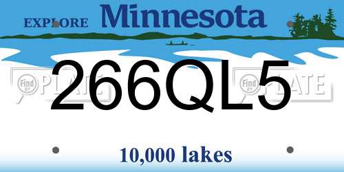 266QL5 Minnesota License Plate
