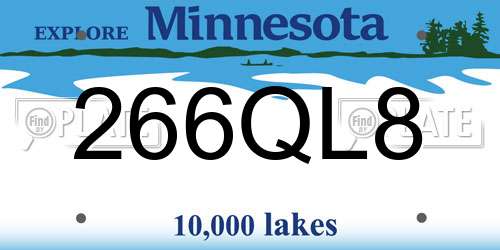 266QL8 Minnesota License Plate