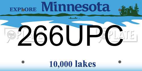 266UPC Minnesota License Plate