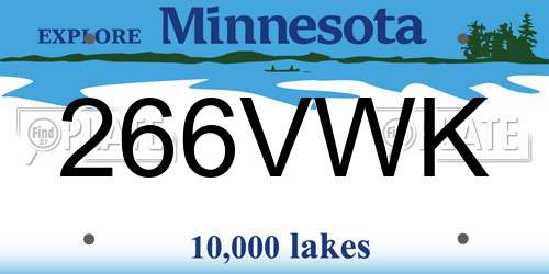 266VWK Minnesota License Plate