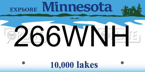 266WNH Minnesota License Plate