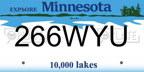 266WYU Minnesota License Plate
