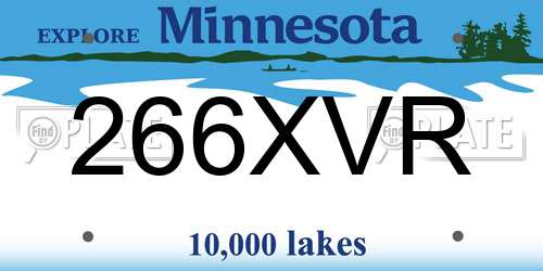266XVR Minnesota License Plate