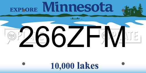 266ZFM Minnesota License Plate