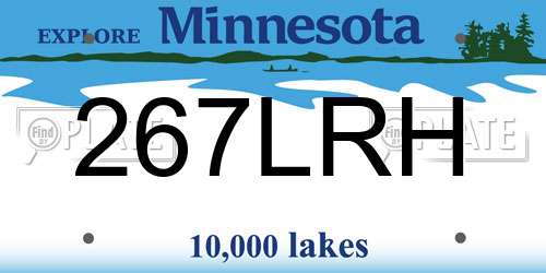 267LRH Minnesota License Plate