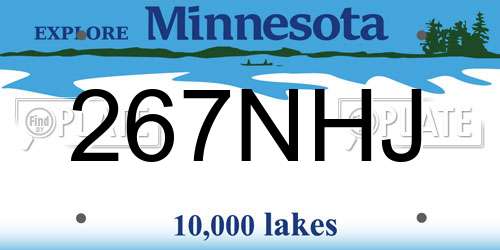 267NHJ Minnesota License Plate