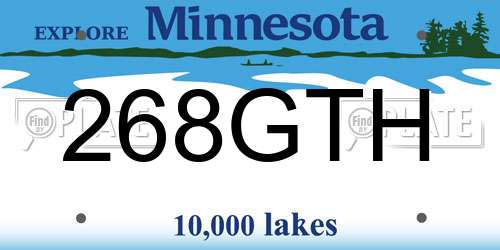 268GTH Minnesota License Plate