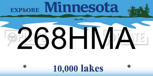 268HMA Minnesota License Plate
