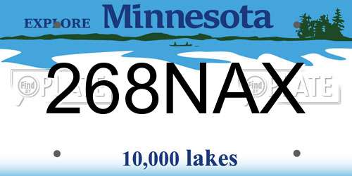 268NAX Minnesota License Plate