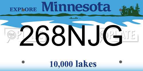 268NJG Minnesota License Plate