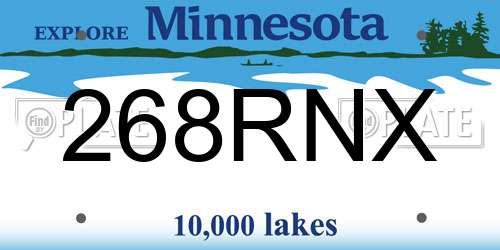 268RNX Minnesota License Plate
