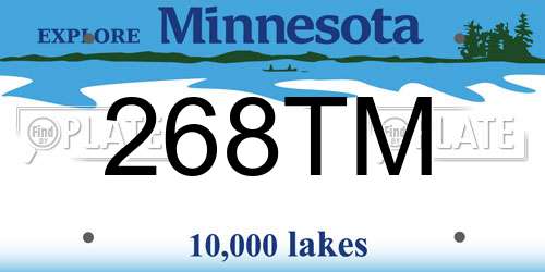 268TM Minnesota License Plate