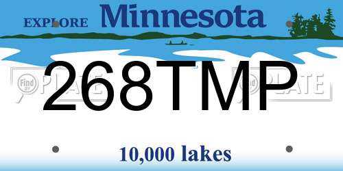 268TMP Minnesota License Plate