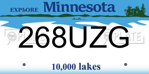 268UZG Minnesota License Plate