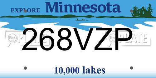 268VZP Minnesota License Plate