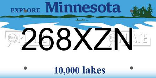 268XZN Minnesota License Plate