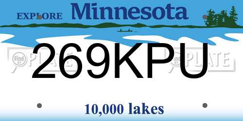 269KPU Minnesota License Plate