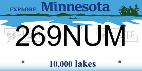269NUM Minnesota License Plate