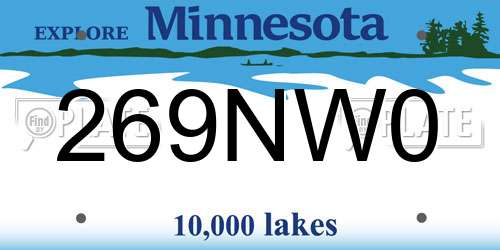269NW0 Minnesota License Plate