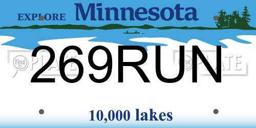 269RUN Minnesota License Plate