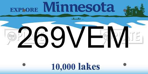 269VEM Minnesota License Plate