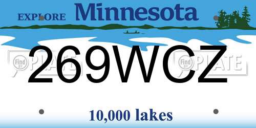 269WCZ Minnesota License Plate
