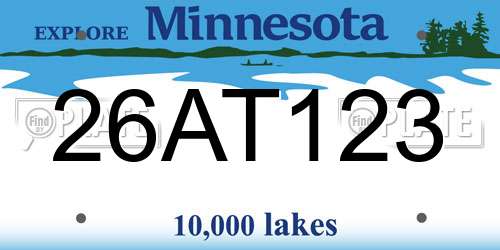 26AT123 Minnesota License Plate
