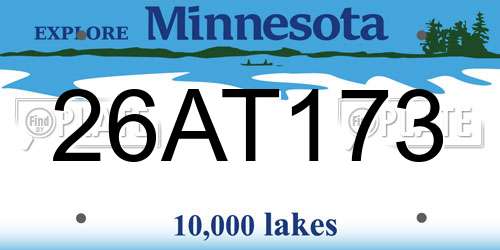 26AT173 Minnesota License Plate