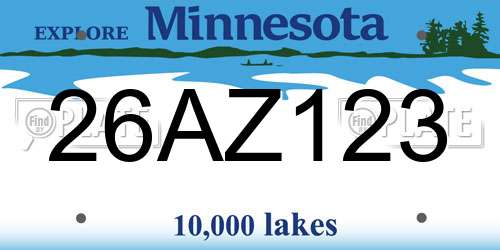 26AZ123 Minnesota License Plate
