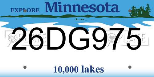 26DG975 Minnesota License Plate