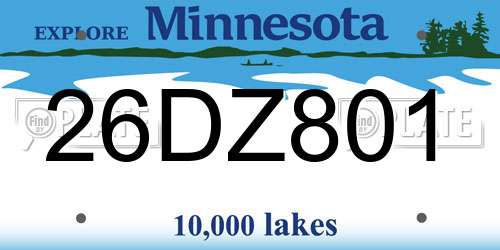 26DZ801 Minnesota License Plate