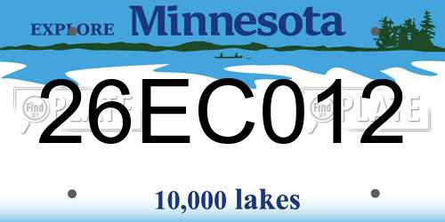 26EC012 Minnesota License Plate