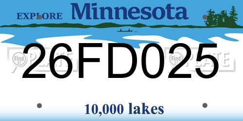 26FD025 Minnesota License Plate