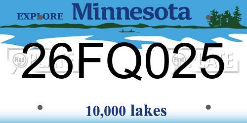 26FQ025 Minnesota License Plate
