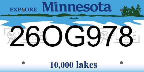 26OG978 Minnesota License Plate