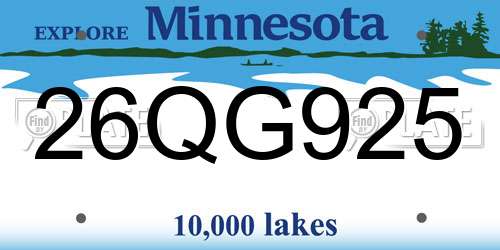26QG925 Minnesota License Plate