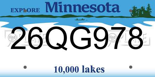 26QG978 Minnesota License Plate