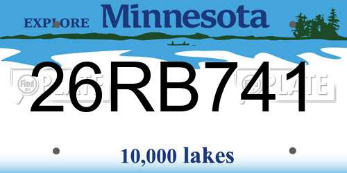 26RB741 Minnesota License Plate