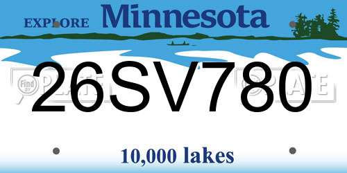 26SV780 Minnesota License Plate