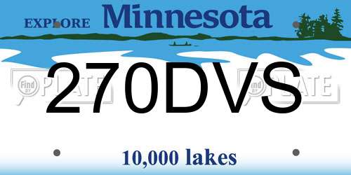 270DVS Minnesota License Plate