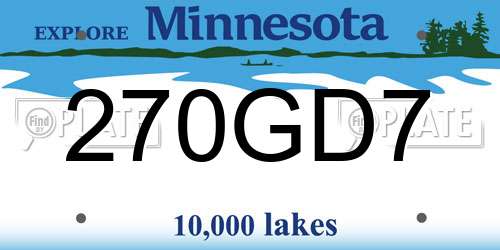 270GD7 Minnesota License Plate