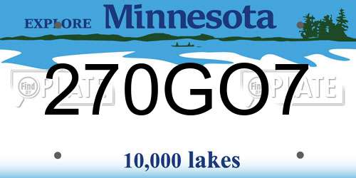 270GO7 Minnesota License Plate