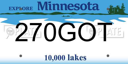 270GOT Minnesota License Plate